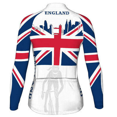 Custom England Women's Winter Thermal Fleece Cycling Jersey Long Sleeve