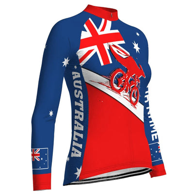 Custom Australia Women's Winter Thermal Fleece Cycling Jersey Long Sleeve