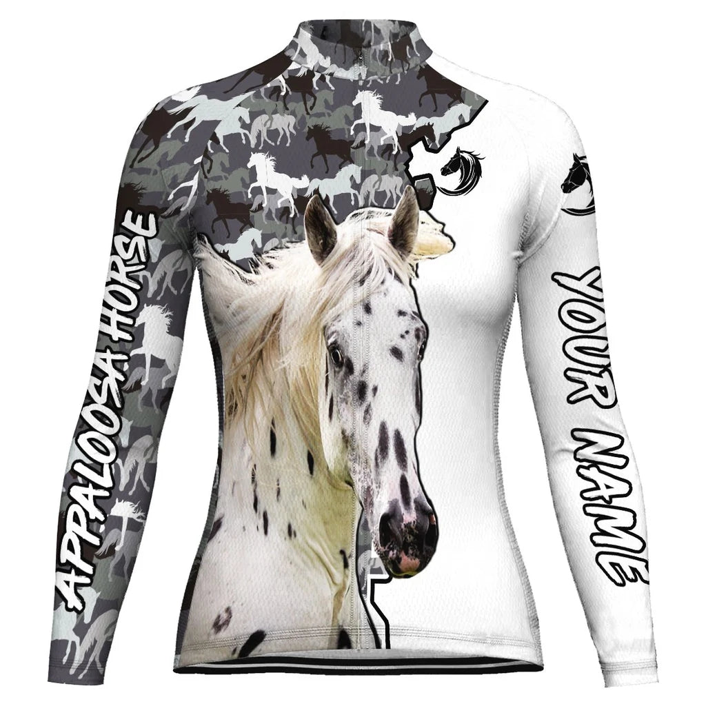 Custom Appaloosa Horse Women's Winter Thermal Fleece Cycling Jersey Long Sleeve