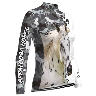 Custom Appaloosa Horse Women's Winter Thermal Fleece Cycling Jersey Long Sleeve