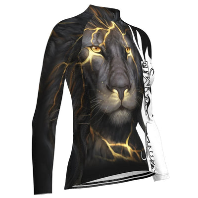 Custom Lion Women's Winter Thermal Fleece Cycling Jersey Long Sleeve