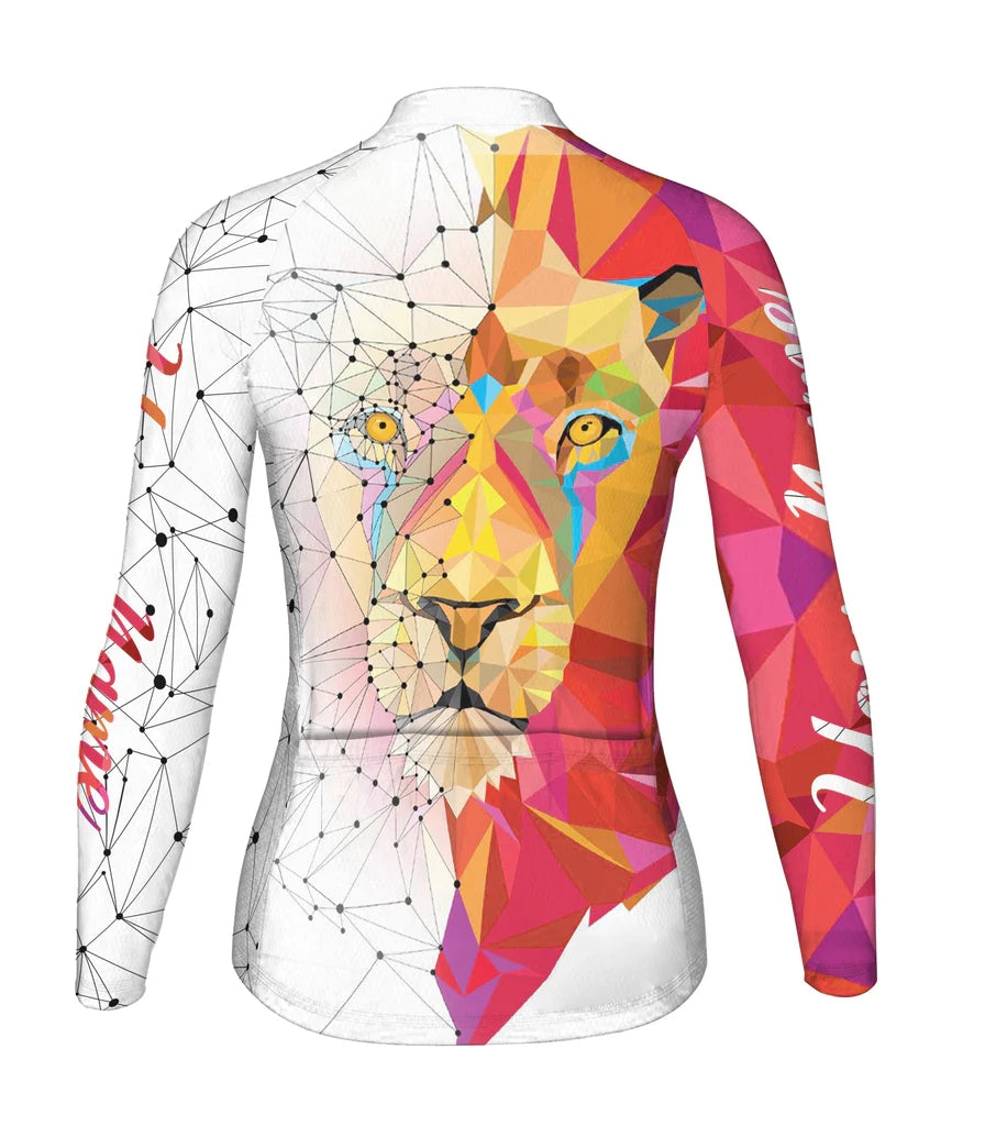 Custom Lion Women's Winter Thermal Fleece Cycling Jersey Long Sleeve