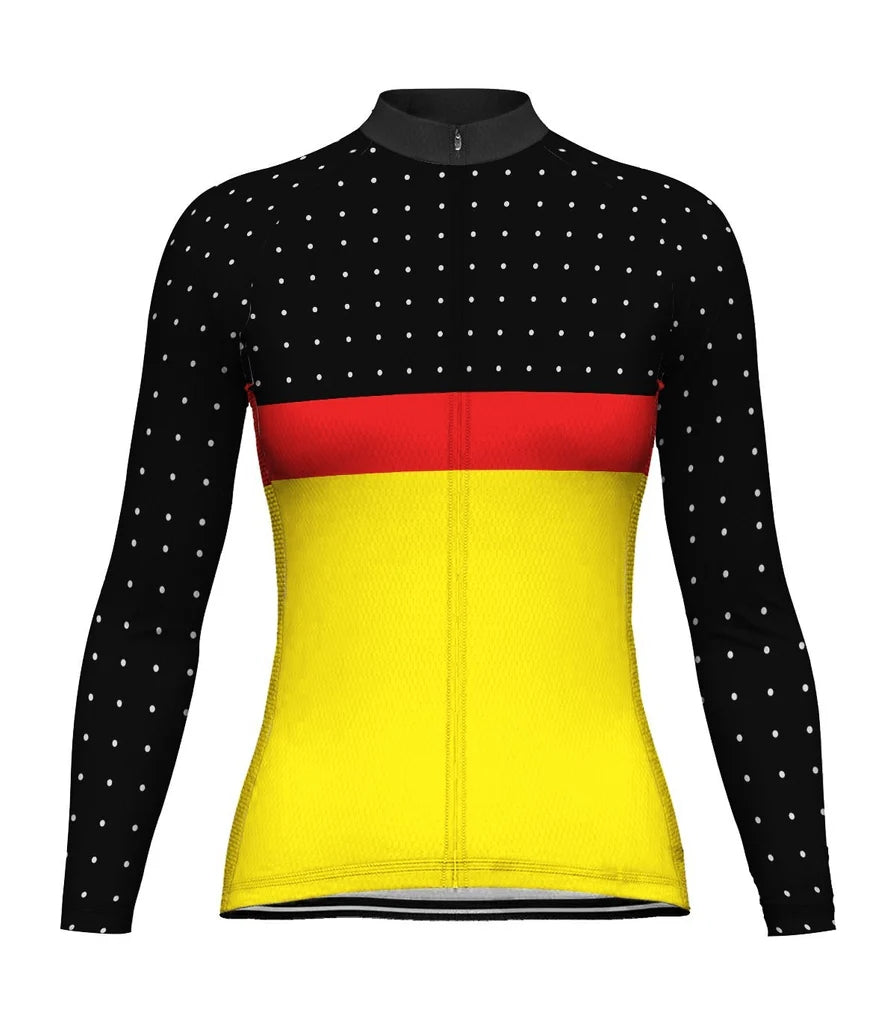 Personalize Belgium Women's Winter Thermal Fleece Cycling Jersey Long Sleeve