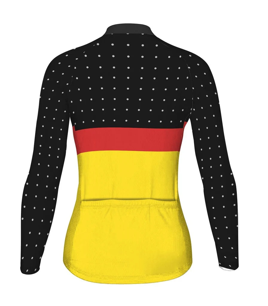 Personalize Belgium Women's Winter Thermal Fleece Cycling Jersey Long Sleeve