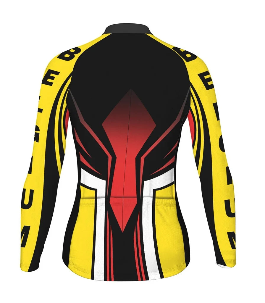 Personalize Belgium Women's Winter Thermal Fleece Cycling Jersey Long Sleeve