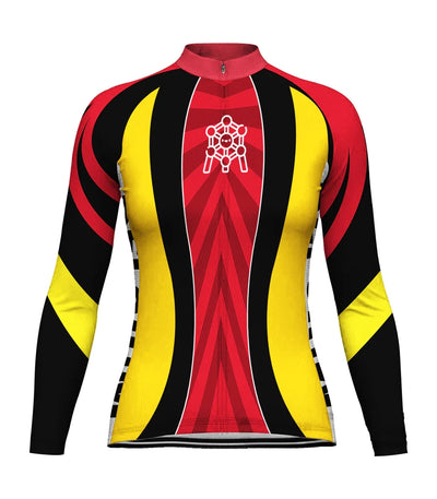 Personalize Belgium Women's Winter Thermal Fleece Cycling Jersey Long Sleeve