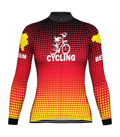 Personalize Belgium Women's Winter Thermal Fleece Cycling Jersey Long Sleeve