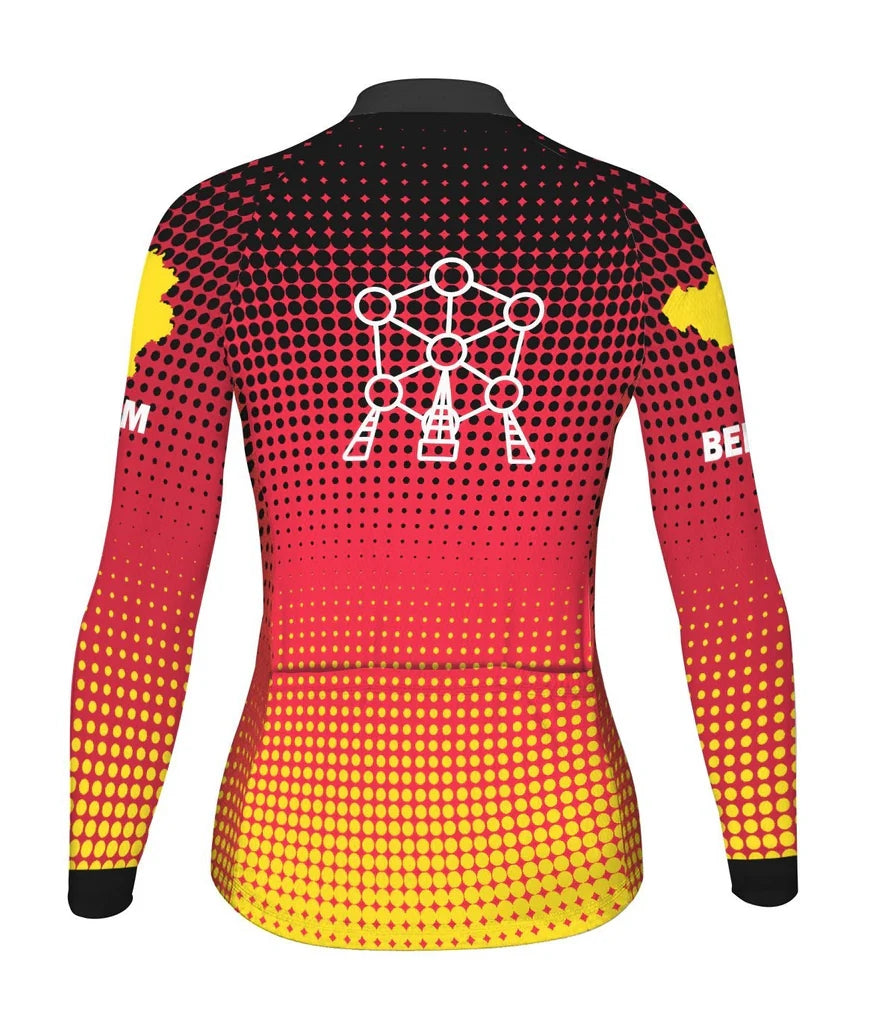 Personalize Belgium Women's Winter Thermal Fleece Cycling Jersey Long Sleeve