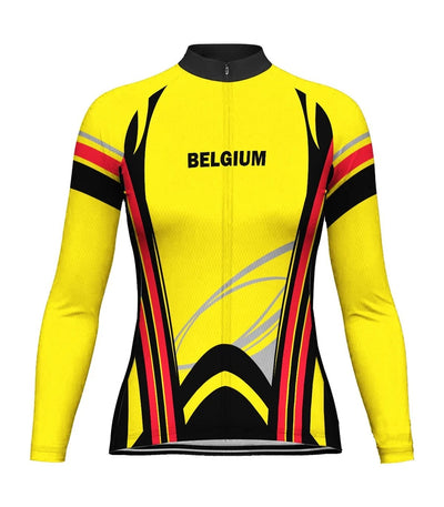 Personalize Belgium Women's Winter Thermal Fleece Cycling Jersey Long Sleeve