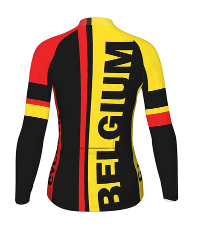 Personalize Belgium Women's Winter Thermal Fleece Cycling Jersey Long Sleeve