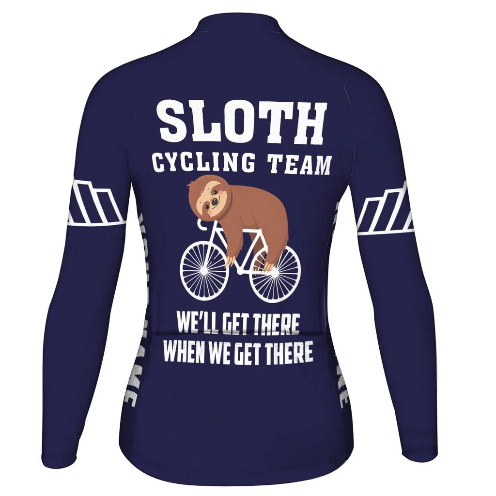 Custom Sloth Women's Winter Thermal Fleece Cycling Jersey Long Sleeve