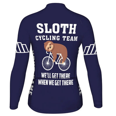 Custom Sloth Women's Winter Thermal Fleece Cycling Jersey Long Sleeve