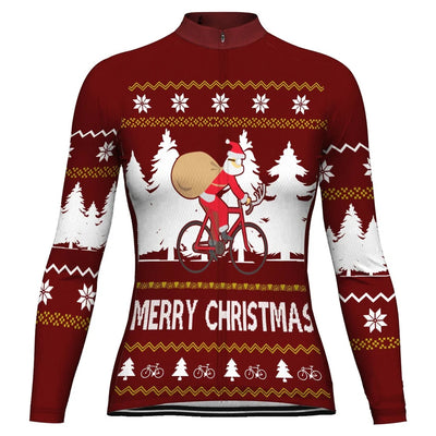 Custom Collection-Customized Christmas Women's Winter Thermal Fleece Cycling Jersey Long Sleeve