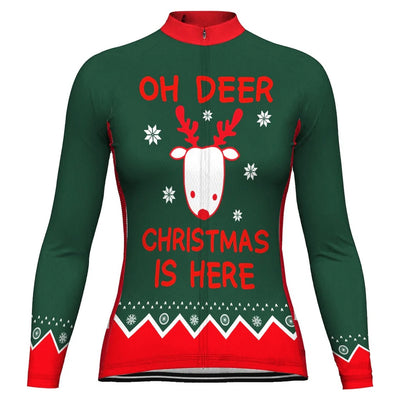 Custom Collection-Customized Christmas Women's Winter Thermal Fleece Cycling Jersey Long Sleeve