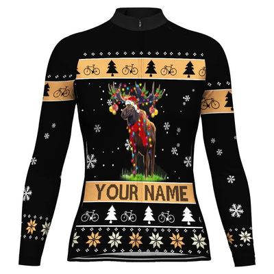 Custom Collection-Customized Christmas Women's Winter Thermal Fleece Cycling Jersey Long Sleeve