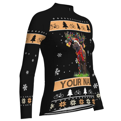 Custom Collection-Customized Christmas Women's Winter Thermal Fleece Cycling Jersey Long Sleeve