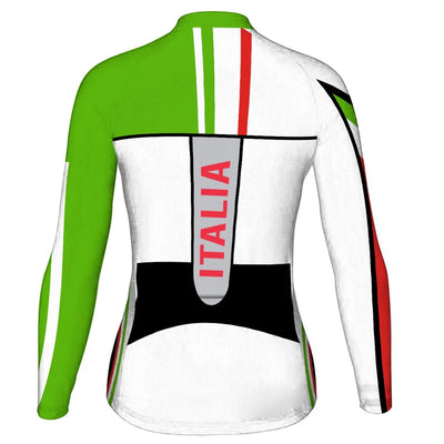 Custom Italia Women's Winter Thermal Fleece Cycling Jersey Long Sleeve