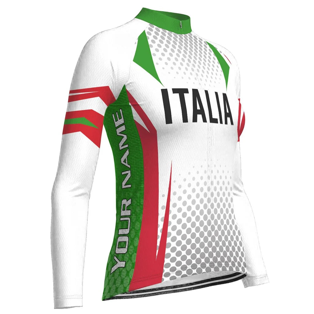 Custom Italia Women's Winter Thermal Fleece Cycling Jersey Long Sleeve