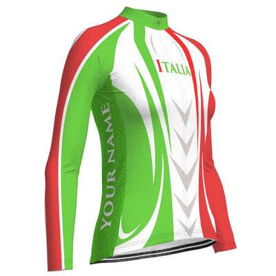 Custom Italia Women's Winter Thermal Fleece Cycling Jersey Long Sleeve