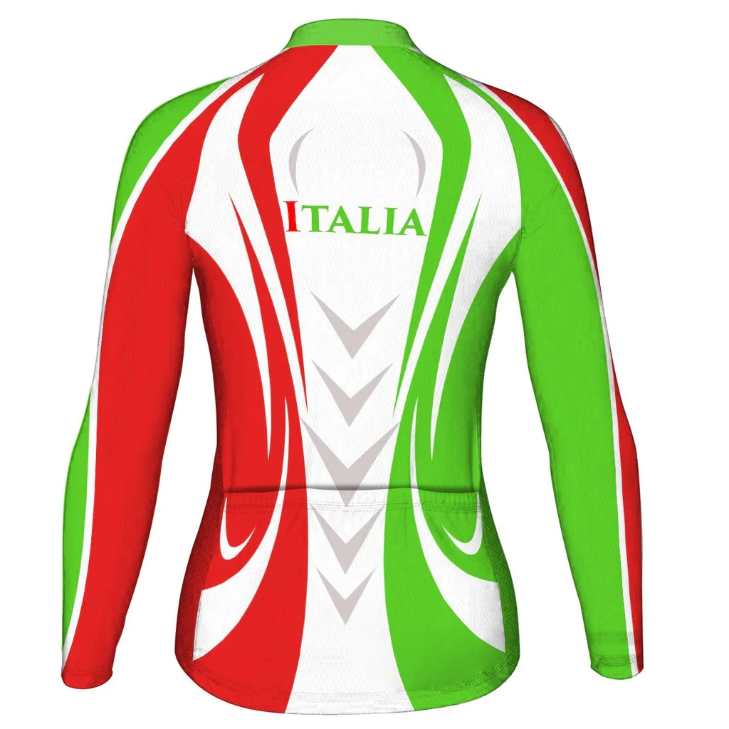 Custom Italia Women's Winter Thermal Fleece Cycling Jersey Long Sleeve