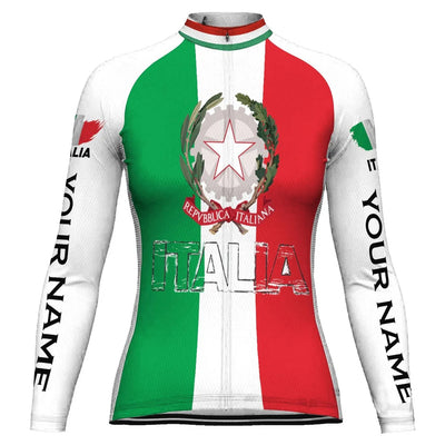 Custom Italia Women's Winter Thermal Fleece Cycling Jersey Long Sleeve