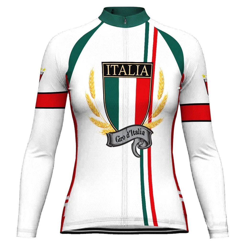 Custom Italia Women's Winter Thermal Fleece Cycling Jersey Long Sleeve