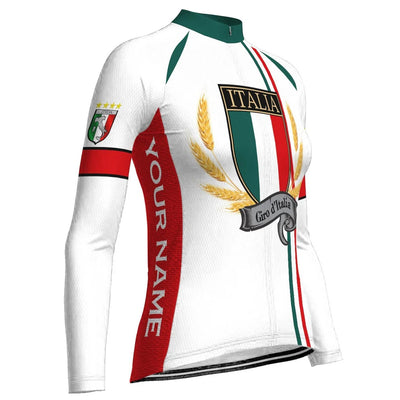 Custom Italia Women's Winter Thermal Fleece Cycling Jersey Long Sleeve