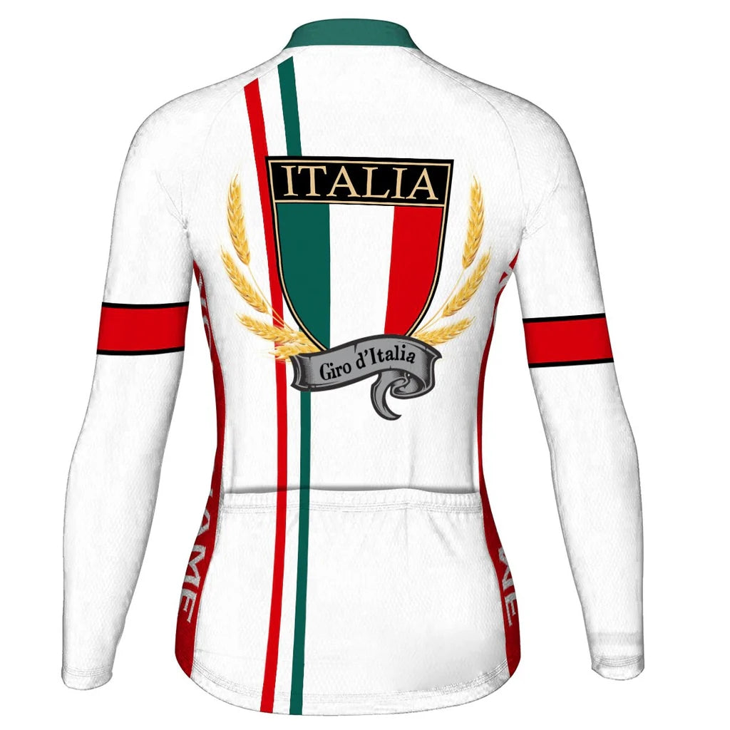 Custom Italia Women's Winter Thermal Fleece Cycling Jersey Long Sleeve