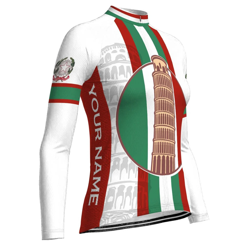 Custom Italia Women's Winter Thermal Fleece Cycling Jersey Long Sleeve