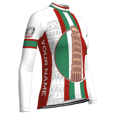 Custom Italia Women's Winter Thermal Fleece Cycling Jersey Long Sleeve