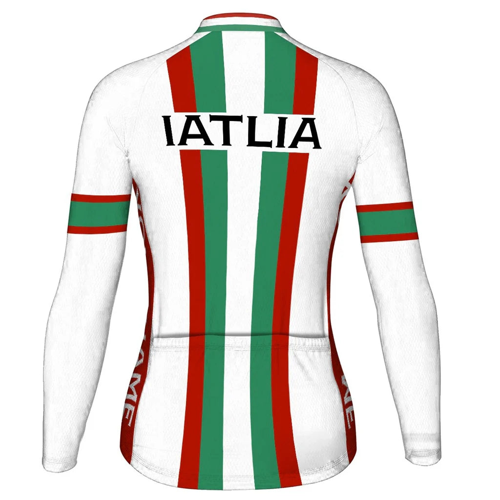Custom Italia Women's Winter Thermal Fleece Cycling Jersey Long Sleeve