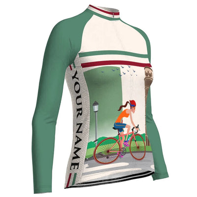 Custom Italia Women's Winter Thermal Fleece Cycling Jersey Long Sleeve