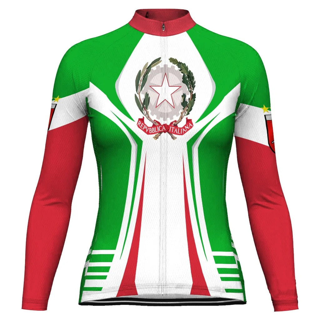 Custom Italia Women's Winter Thermal Fleece Cycling Jersey Long Sleeve