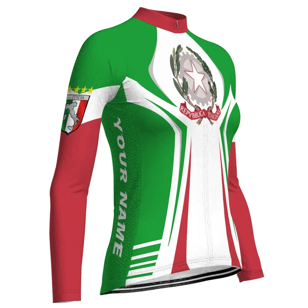 Custom Italia Women's Winter Thermal Fleece Cycling Jersey Long Sleeve
