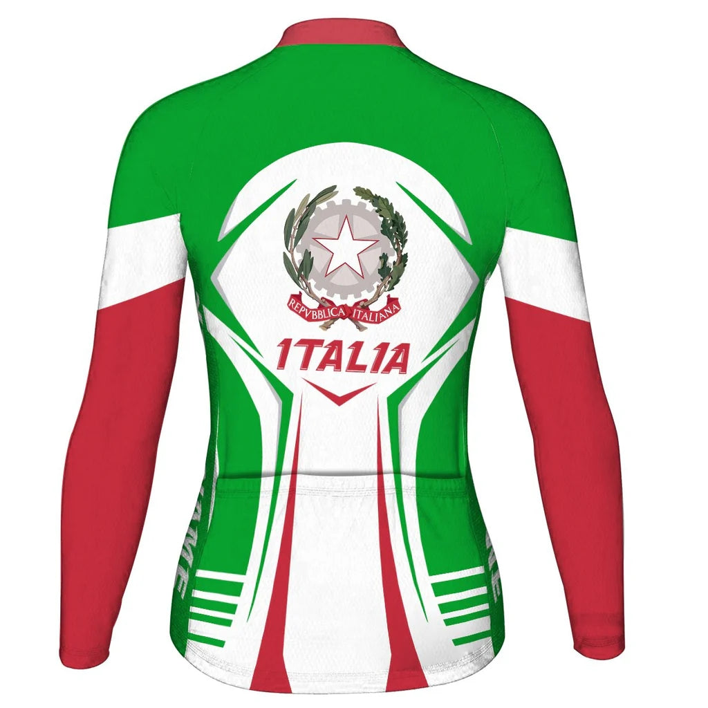 Custom Italia Women's Winter Thermal Fleece Cycling Jersey Long Sleeve