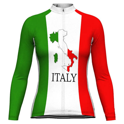 Custom Italia Women's Winter Thermal Fleece Cycling Jersey Long Sleeve