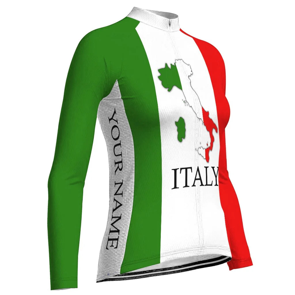 Custom Italia Women's Winter Thermal Fleece Cycling Jersey Long Sleeve