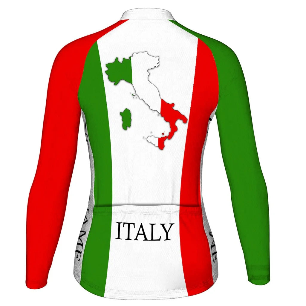 Custom Italia Women's Winter Thermal Fleece Cycling Jersey Long Sleeve