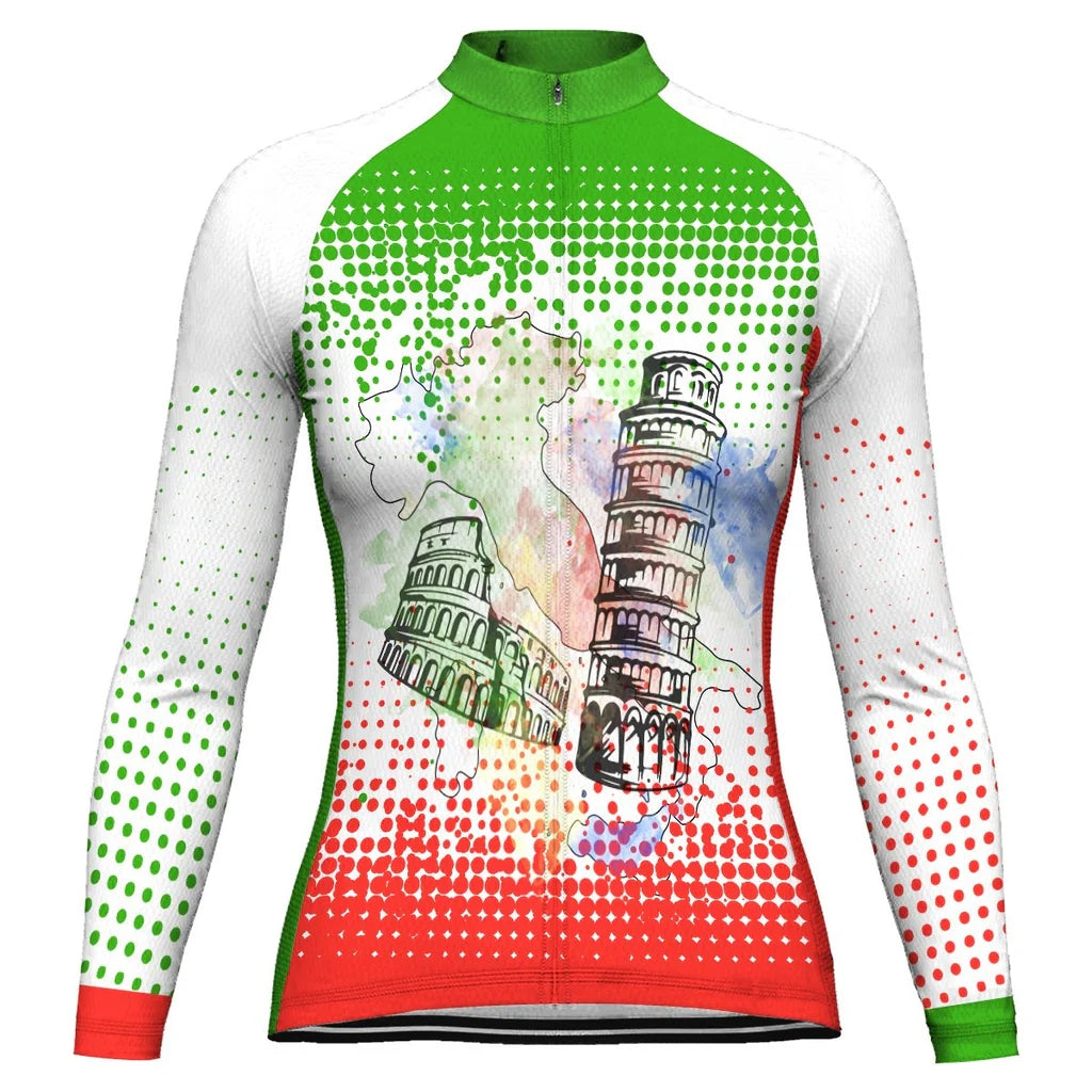 Custom Italia Women's Winter Thermal Fleece Cycling Jersey Long Sleeve