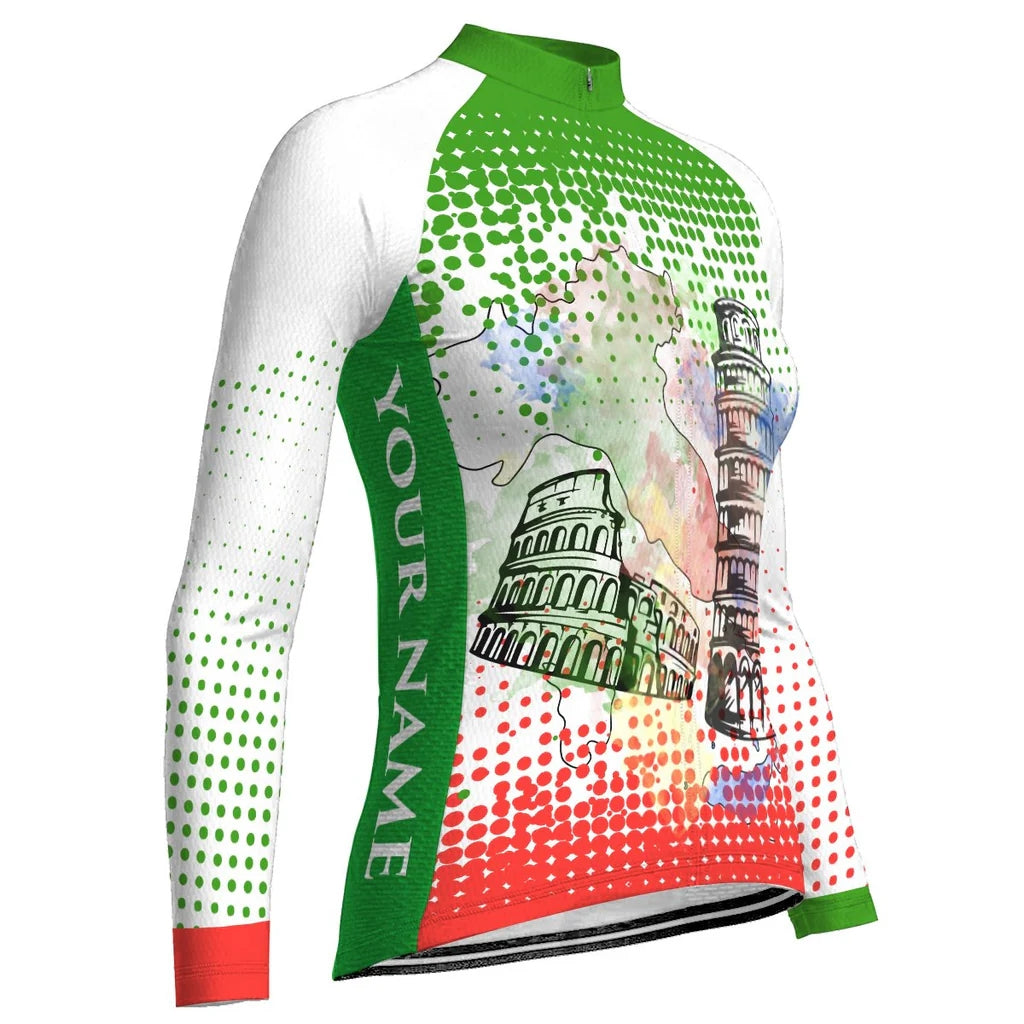 Custom Italia Women's Winter Thermal Fleece Cycling Jersey Long Sleeve