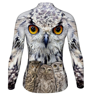 Custom Owl Women's Winter Thermal Fleece Cycling Jersey Long Sleeve