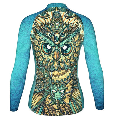 Custom Owl Women's Winter Thermal Fleece Cycling Jersey Long Sleeve