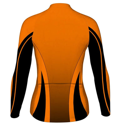 Custom Orange Women's Winter Thermal Fleece Cycling Jersey Long Sleeve