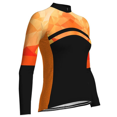 Custom Orange Women's Winter Thermal Fleece Cycling Jersey Long Sleeve