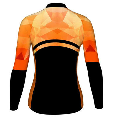 Custom Orange Women's Winter Thermal Fleece Cycling Jersey Long Sleeve