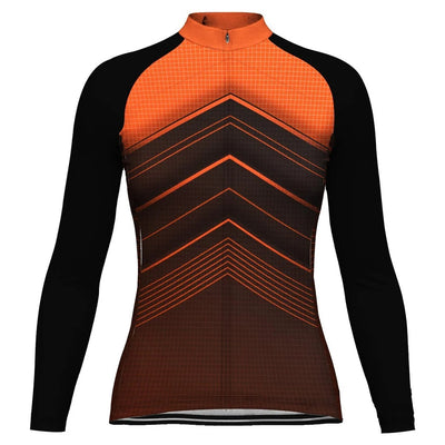 Custom Orange Women's Winter Thermal Fleece Cycling Jersey Long Sleeve