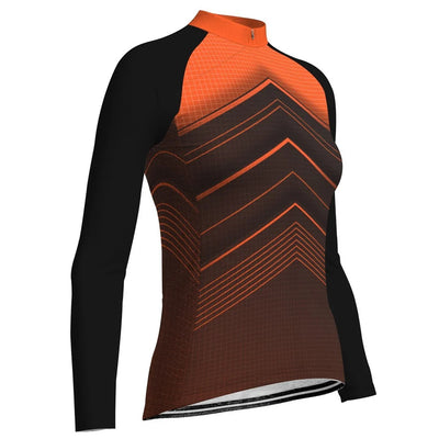 Custom Orange Women's Winter Thermal Fleece Cycling Jersey Long Sleeve