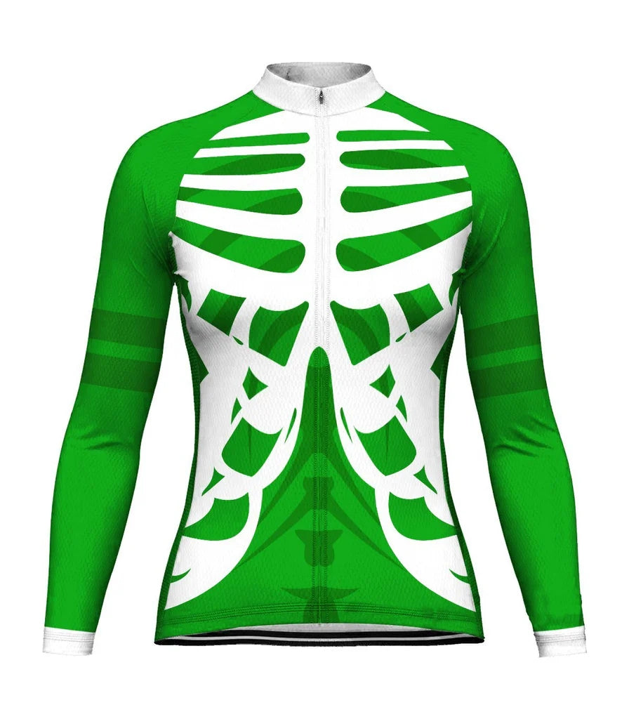 Personalize Green Women's Cycling Jersey Long Sleeve