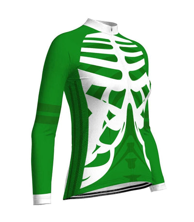 Personalize Green Women's Cycling Jersey Long Sleeve