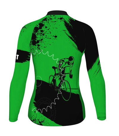 Personalize Green Women's Cycling Jersey Long Sleeve
